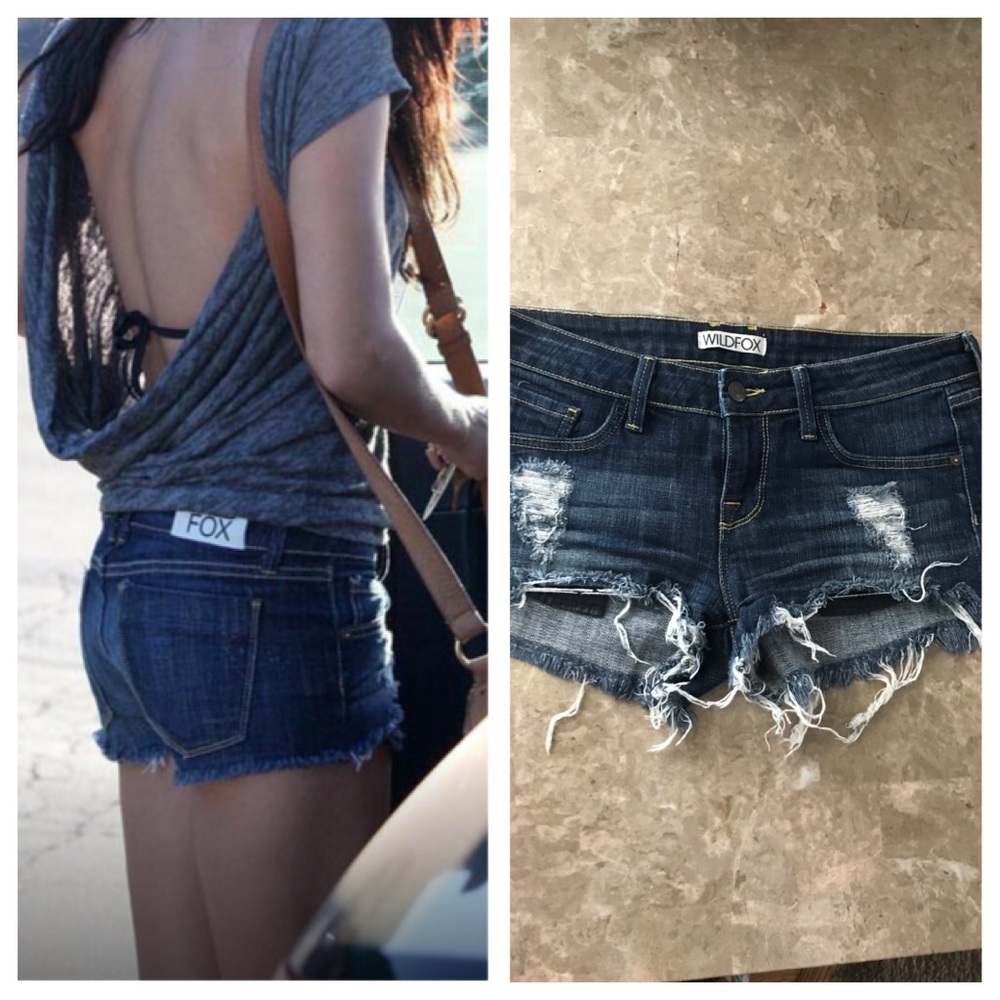 Wildfox Distressed Dark Blue Denim Jean Shorts